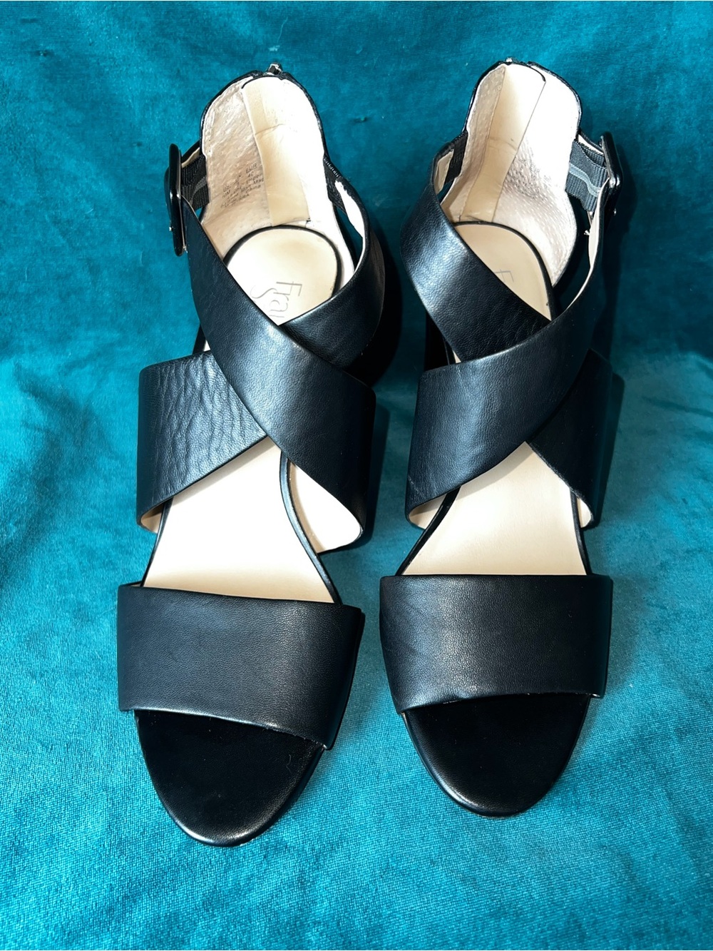 Franco Sarto Black Crisscross Leather Sandals